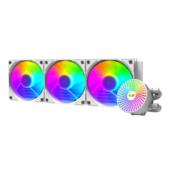 DARKFLASH RADIANT DC 360 ARGB LIGHTING WITH 9 BLADES AND HIGH STRENGTH COOLING PIPES LIQUID CPU COOLER - WHITE