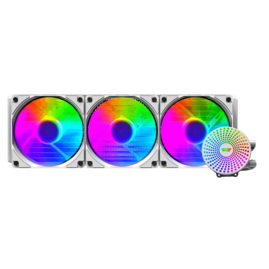 DARKFLASH RADIANT DC 360 ARGB LIGHTING WITH 9 BLADES AND HIGH STRENGTH COOLING PIPES LIQUID CPU COOLER - WHITE