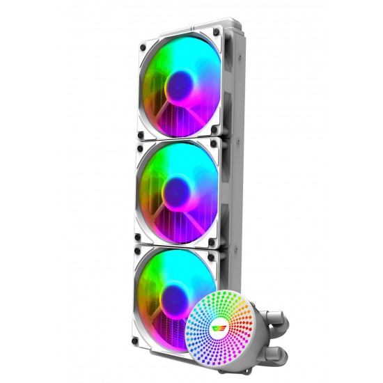 DARKFLASH RADIANT DC 360 ARGB LIGHTING WITH 9 BLADES AND HIGH STRENGTH COOLING PIPES LIQUID CPU COOLER - WHITE