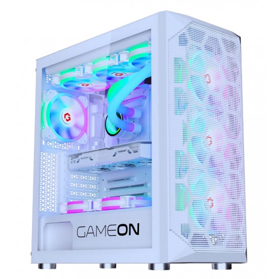 GAMEON EMPEROR ARCTIC I SERIES MID TOWER ARGB 7 FANS GAMING CASE UP TO 360MM RADIATOR - WHITE