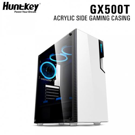 HUNTKEY GX500T ATX ACRYLIC SIDE GAMING CASE - WHITE