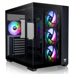 THERMALTAKE VIEW 380 TG ARGB MID TOWER CASE WITH 4X 120MM ARGB FANS AND 360MM RADIATOR SUPPORT - BLACK