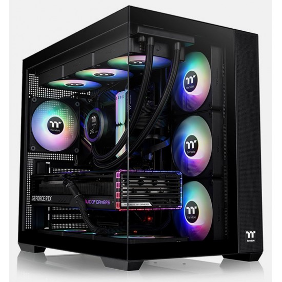THERMALTAKE VIEW 380 TG ARGB MID TOWER CASE WITH 4X 120MM ARGB FANS AND 360MM RADIATOR SUPPORT - BLACK