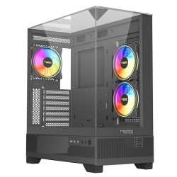 TWISTED MINDS DARKPULSE TEMPERED GLASS MID TOWER HD AUDIO 2 HDD 2 SSD 3 FAN 240MM WATER COOLING GPU 400MM CPU 168MM ATX SPCC GAMING COMPUTER CASE - BLACK 