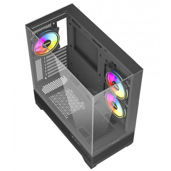TWISTED MINDS DARKPULSE TEMPERED GLASS MID TOWER HD AUDIO 2 HDD 2 SSD 3 FAN 240MM WATER COOLING GPU 400MM CPU 168MM ATX SPCC GAMING COMPUTER CASE - BLACK 