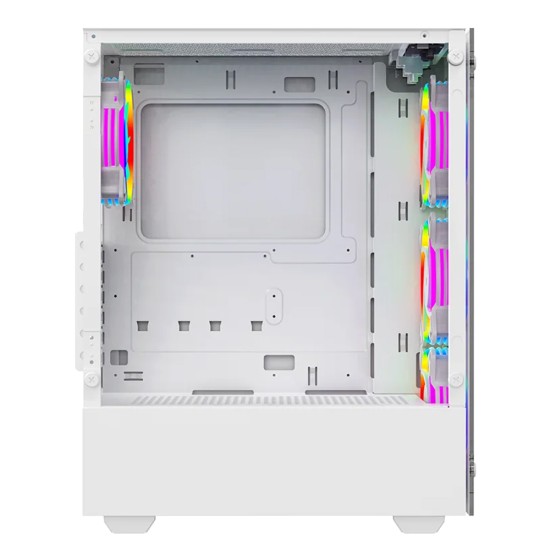 TWISTED MINDS TM-NOVA-W NOVA MID TOWER ATX/M-ATX DUAL TEMPERED GLASS ARGB 120MM FANS COOLING GAMING CASE – WHITE