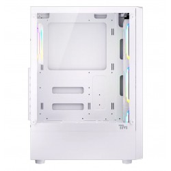 TWISTED MINDS WOODX MID TOWER 4 PRE-INSTALLED ARGB FANS WITH REMOTE CONTROL TEMPERED GLASS SIDE PANEL ATX GAMING CASE - WHITE
