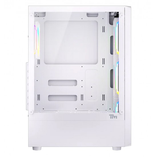TWISTED MINDS WOODX MID TOWER 4 PRE-INSTALLED ARGB FANS WITH REMOTE CONTROL TEMPERED GLASS SIDE PANEL ATX GAMING CASE - WHITE