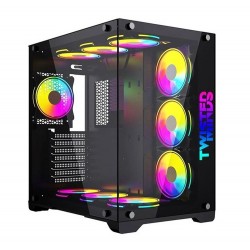 TWISTED MINDS BULLET-07 ATX MID TOWER 7 ARGB LED FANS USB 3 TYPE C TEMPERED GLASS SIDE PANEL GAMING COMPUTER CASE - BLACK