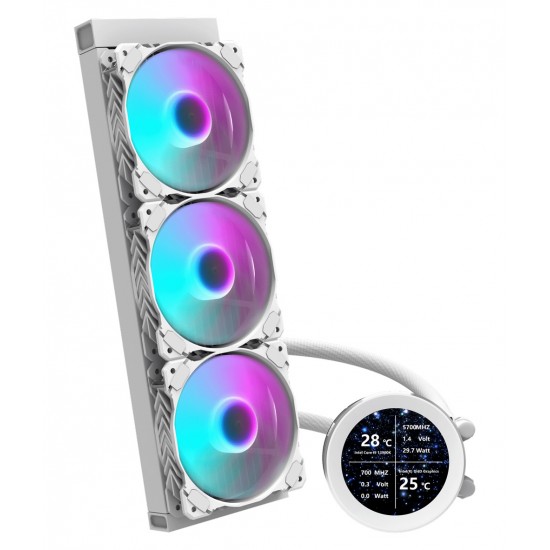 DARKFLASH DN360S 2.1 INCH IPS DISPLAY SCREEN 3-STAGE MOTOR WATER PUMP ALL IN ONE 360MM RGB LIQUID CPU COOLER - WHITE