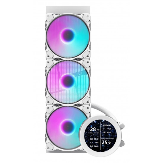 DARKFLASH DN360S 2.1 INCH IPS DISPLAY SCREEN 3-STAGE MOTOR WATER PUMP ALL IN ONE 360MM RGB LIQUID CPU COOLER - WHITE