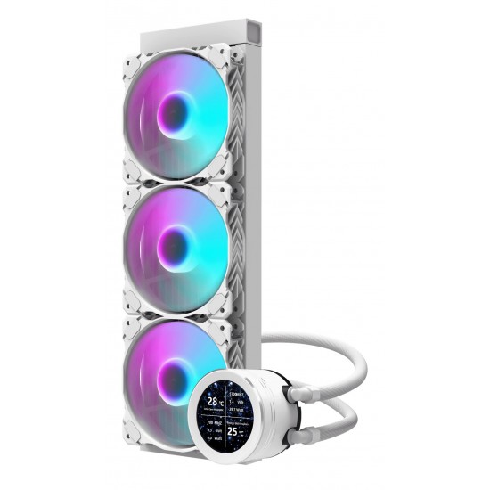 DARKFLASH DN360S 2.1 INCH IPS DISPLAY SCREEN 3-STAGE MOTOR WATER PUMP ALL IN ONE 360MM RGB LIQUID CPU COOLER - WHITE