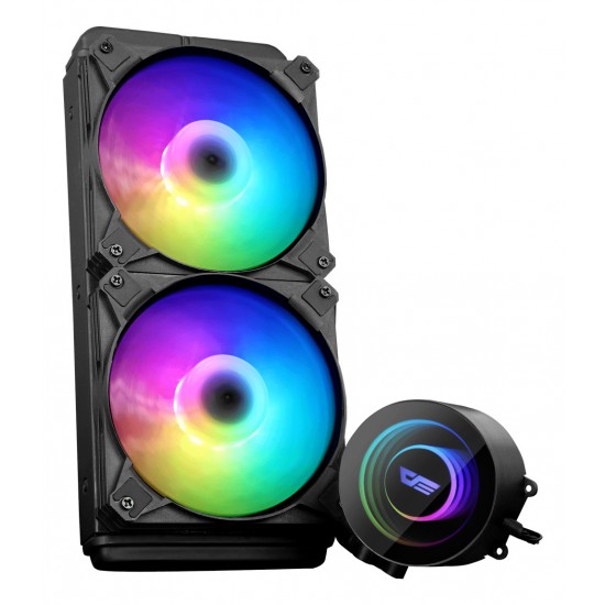 DARKFLASH TWISTER ARGB DX240 LIGHT STRIP DESIGN 1800 RPM ALL-IN-ONE 240MM LIQUID CPU COOLER - BLACK