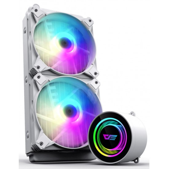 DARKFLASH TWISTER ARGB DX240 LIGHT STRIP DESIGN 1800 RPM ALL-IN-ONE 240MM LIQUID CPU COOLER - WHITE