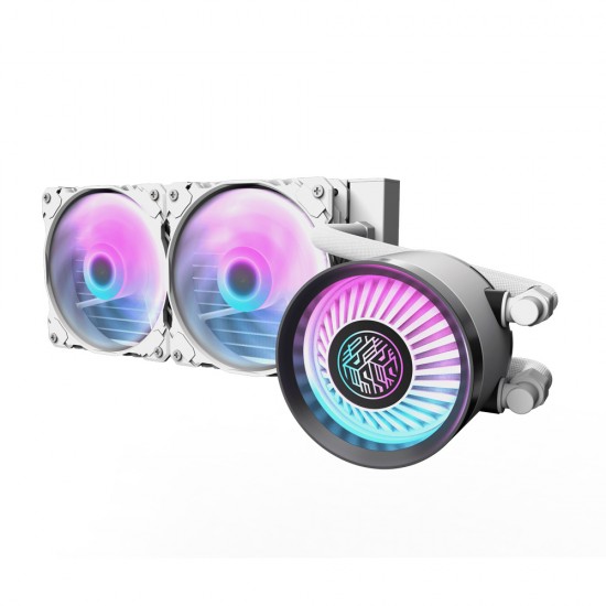 DARKFLASH NEBULA DN240 ARGB 3-STAGE MOTOR WATER PUMP PERFECT COOLING PERFORMANCE ALL-IN-ONE CABLE LIQUID CPU COOLER - WHITE