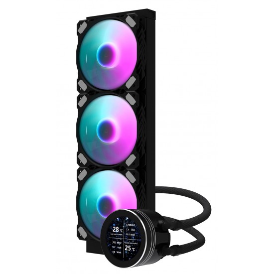 DARKFLASH DN360S 2.1 INCH IPS DISPLAY SCREEN 3-STAGE MOTOR WATER PUMP ALL IN ONE 360MM RGB LIQUID CPU COOLER - BLACK