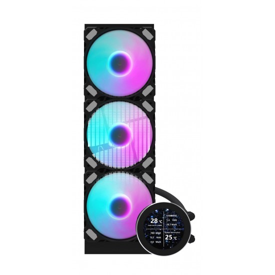 DARKFLASH DN360S 2.1 INCH IPS DISPLAY SCREEN 3-STAGE MOTOR WATER PUMP ALL IN ONE 360MM RGB LIQUID CPU COOLER - BLACK
