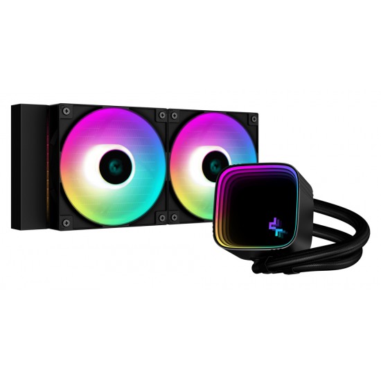 DEEPCOOL LS520 SE 240MM RADIATOR TWO FC120 A-RGB PWM FANS INFINITY MIRROR CAP DESIGN AIO LIQUID COOLER FOR INTEL AND AMD  - BLACK