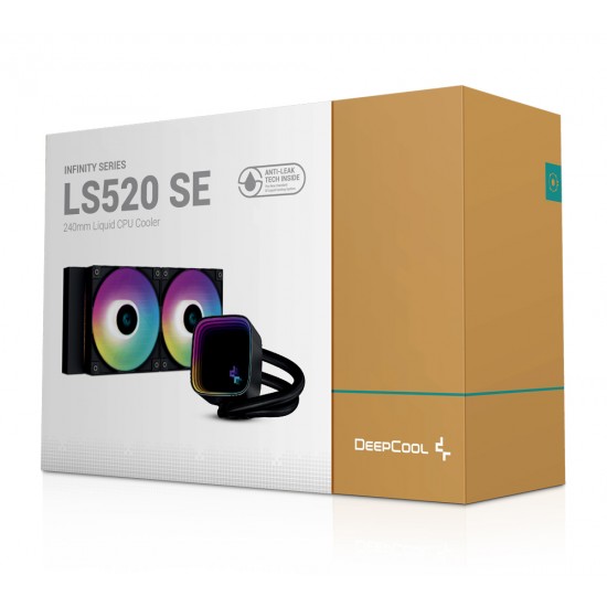 DEEPCOOL LS520 SE 240MM RADIATOR TWO FC120 A-RGB PWM FANS INFINITY MIRROR CAP DESIGN AIO LIQUID COOLER FOR INTEL AND AMD  - BLACK