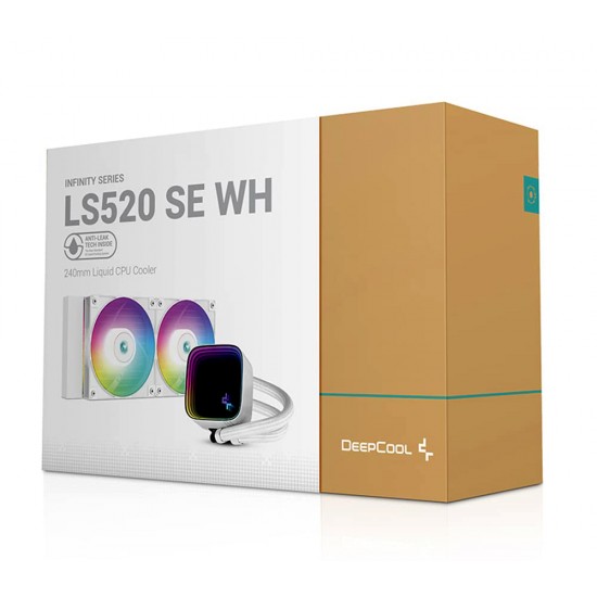 DEEPCOOL LS520 SE 240MM RADIATOR TWO FC120 A-RGB PWM FANS INFINITY MIRROR CAP DESIGN AIO LIQUID COOLER FOR INTEL AND AMD - WHITE