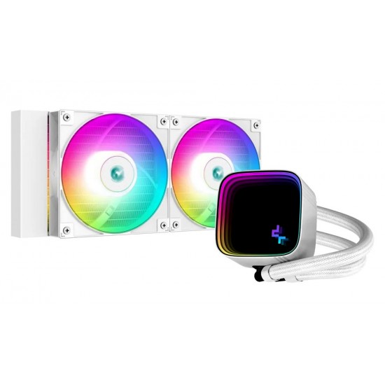 DEEPCOOL LS520 SE 240MM RADIATOR TWO FC120 A-RGB PWM FANS INFINITY MIRROR CAP DESIGN AIO LIQUID COOLER FOR INTEL AND AMD - WHITE