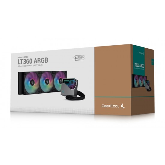 DEEPCOOL LT360 ARGB 5TH GENERATION PUMP 360MM RADIATOR THREE PRECISION-TUNED FD12 FANS LIQUID CPU COOLER - BLACK