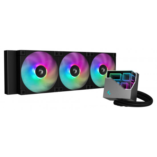 DEEPCOOL LT360 ARGB 5TH GENERATION PUMP 360MM RADIATOR THREE PRECISION-TUNED FD12 FANS LIQUID CPU COOLER - BLACK