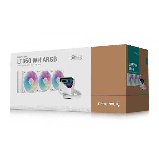 DEEPCOOL LT360 ARGB 5TH GENERATION PUMP 360MM RADIATOR THREE PRECISION-TUNED FD12 FANS LIQUID CPU COOLER - WHITE