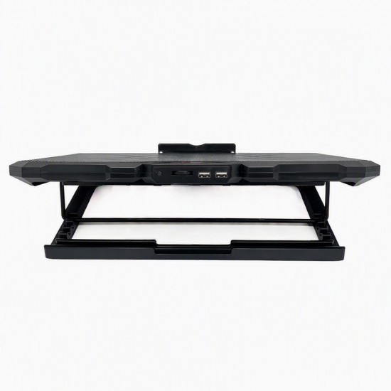 OEM NOTEBOOK YL-019 WITH 120MM DUAL FANS, 4-LEVEL ADJUSTABLE HEIGHT & DUAL USB PASS THROUGH RGB LAPTOP COOLING FAN - BLACK