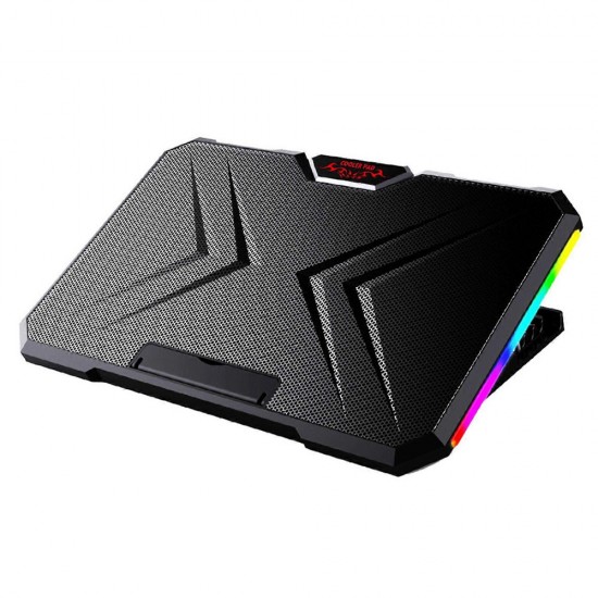 OEM NOTEBOOK YL-019 WITH 120MM DUAL FANS, 4-LEVEL ADJUSTABLE HEIGHT & DUAL USB PASS THROUGH RGB LAPTOP COOLING FAN - BLACK
