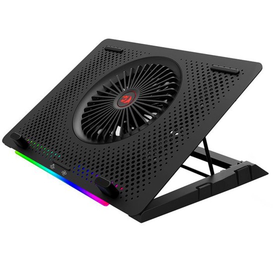 REDRAGON GCP500 IVY 5 FANS RGB  LIGHT FAN CONTROL BUTTON  2 USB AlUMINUM PANEL FASTER LAPTOP COOLER