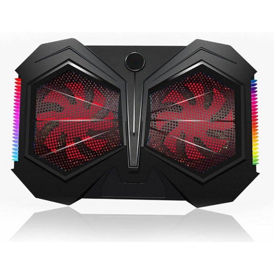 NOOTBOOK YL-017 ERGONOMIC WITH DUAL 120MM RGB FANS & 4 ADJUSTABLE HEIGHT LEVELS LAPTOP COOLING FAN - BLACK