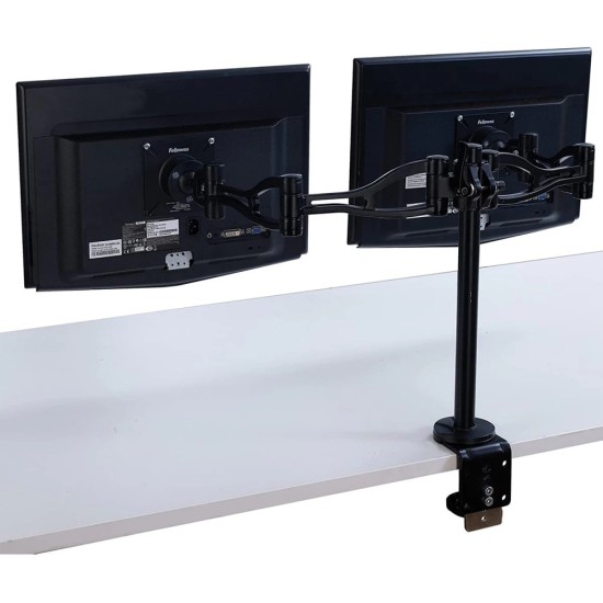 FELLOWES PROFESSIONAL SERIES DEPTH ADJUSTABLE DUAL MONITOR ARM 24 LB. CAPACITY - BLACK