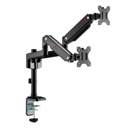 GAMEON GO-2045 POLE-MOUNTED GAS SPRING DUAL MONITOR ARM 17"-32" WITH STAND AND MOUNT FOR GAMING AND OFFICE USE
