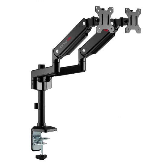 GAMEON GO-2045 POLE-MOUNTED GAS SPRING DUAL MONITOR ARM 17"-32" WITH STAND AND MOUNT FOR GAMING AND OFFICE USE