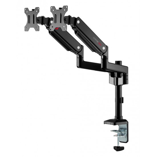 GAMEON GO-2045 POLE-MOUNTED GAS SPRING DUAL MONITOR ARM 17"-32" WITH STAND AND MOUNT FOR GAMING AND OFFICE USE