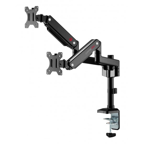 GAMEON GO-2045 POLE-MOUNTED GAS SPRING DUAL MONITOR ARM 17"-32" WITH STAND AND MOUNT FOR GAMING AND OFFICE USE