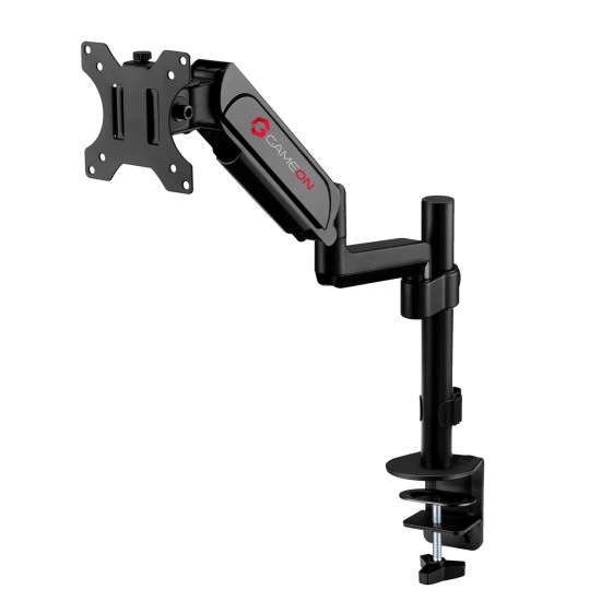 GAMEON GO-3363 POLE-MOUNTED GAS SPRING SINGLE MONITOR ARM 17"-32" WITH STAND AND MOUNT FOR GAMING AND OFFICE USE