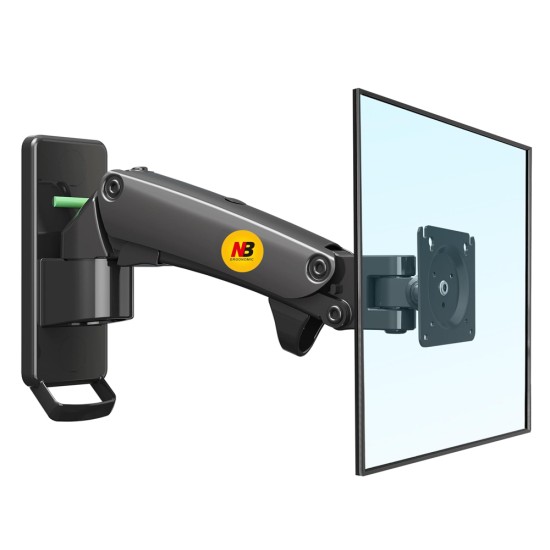 NB F120 FULL MOTION ARTICULATING SWIVEL UP TO 7KG GAS SPRING BRACKET FOR 17-27 INCH SCREENS SINGLE TV MONITOR WALL MOUNT - BLACK