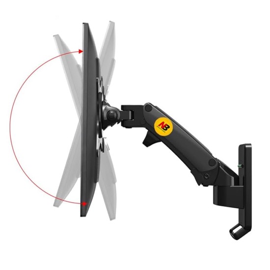 NB F120 FULL MOTION ARTICULATING SWIVEL UP TO 7KG GAS SPRING BRACKET FOR 17-27 INCH SCREENS SINGLE TV MONITOR WALL MOUNT - BLACK