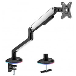 SADES APEP SA-MA02 RGB STAND HOLDER WITH CLAMP/GROMMET MOUNTING BASE SINGLE MONITOR MOUNT RGB ARM (MAX SIZE 32"/9KG PER ARM) - WHITE