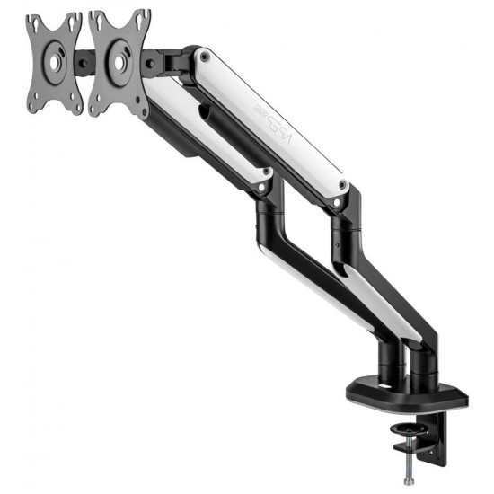 SADES APEP SA-MS02 RGB STAND HOLDER WITH CLAMP/GROMMET MOUNTING BASE DUAL MONITOR MOUNT ARM (MAX SIZE 32"/9KG PER ARM) - WHITE