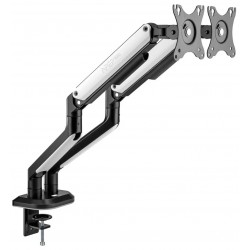 SADES APEP SA-MS02 RGB STAND HOLDER WITH CLAMP/GROMMET MOUNTING BASE DUAL MONITOR MOUNT ARM (MAX SIZE 32"/9KG PER ARM) - WHITE