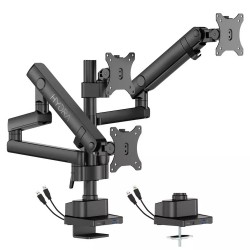 SADES HYDRA SA-MS03 STAND HOLDER WITH CLAMP/GROMMET MOUNTING BASE TRIPLE MONITOR MOUNT ARM (MAX SIZE 32"/9KG PER ARM) - BLACK