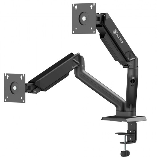 SADES VIPER SA-MS01 STAND HOLDER WITH CLAMP GROMMET MOUNTING BASE DUAL MONITOR MOUNT ARM (MAX SIZE 32"/9KG PER ARM) - BLACK