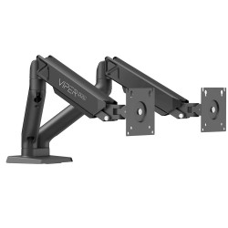 SADES VIPER SA-MS01 STAND HOLDER WITH CLAMP GROMMET MOUNTING BASE DUAL MONITOR MOUNT ARM (MAX SIZE 32"/9KG PER ARM) - BLACK