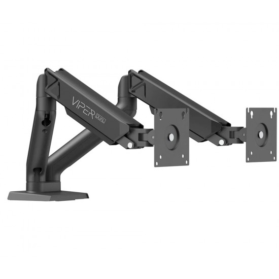 SADES VIPER SA-MS01 STAND HOLDER WITH CLAMP GROMMET MOUNTING BASE DUAL MONITOR MOUNT ARM (MAX SIZE 32"/9KG PER ARM) - BLACK