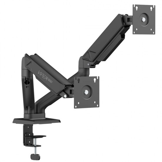 SADES VIPER SA-MS01 STAND HOLDER WITH CLAMP GROMMET MOUNTING BASE DUAL MONITOR MOUNT ARM (MAX SIZE 32"/9KG PER ARM) - BLACK