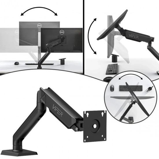 SADES VIPER SA-MA01 STAND HOLDER WITH CLAMP/GROMMET MOUNTING BASE SINGLE MONITOR MOUNT ARM (MAX SIZE 32