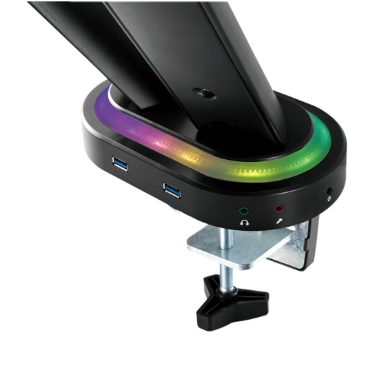 TWISTED MIND DAUL MONITOR SPRING-ASSISTED PRO GAMING MONITOR ARM WITH USB HUB RGB